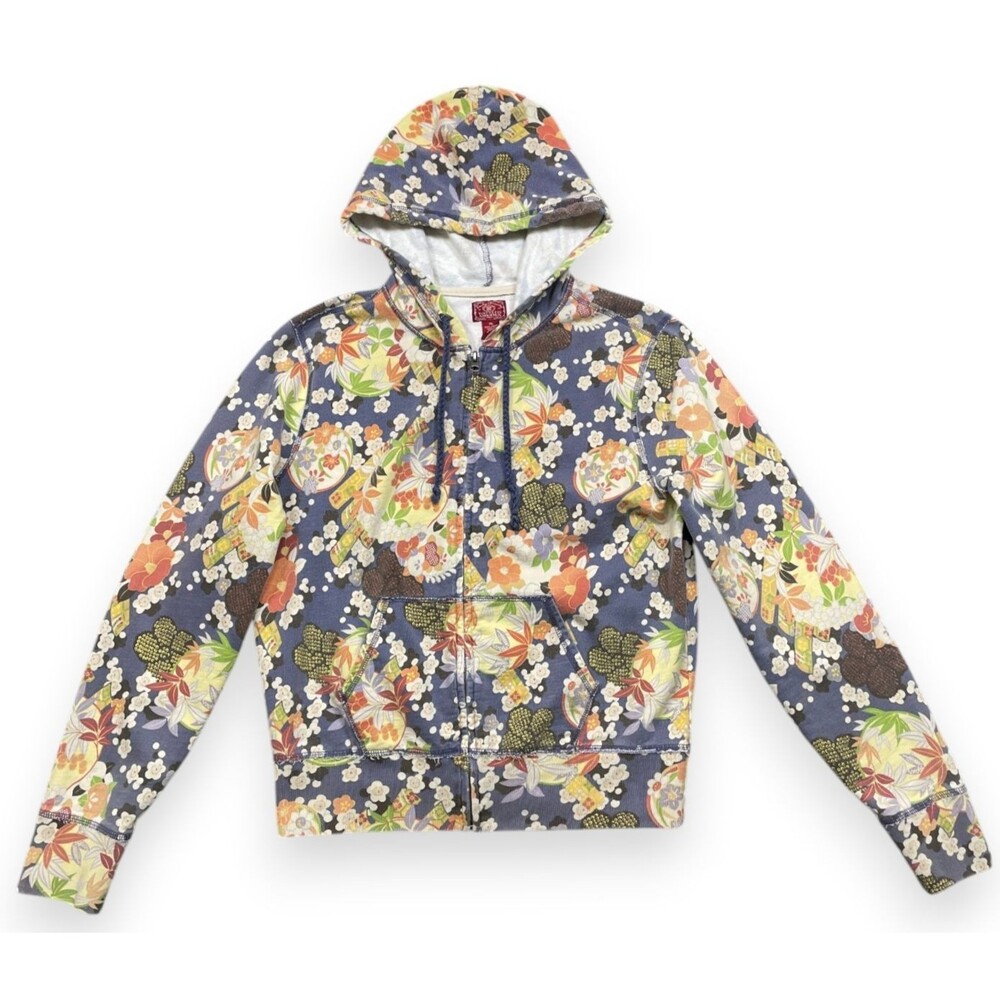 Vintage Y2K Lucky Brand Hoodie Sweatshirt Womens XL Japanese Floral Asian Boho